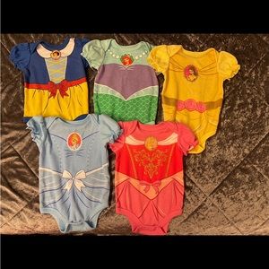 Disney princess 5 pack onesies (3-6M)